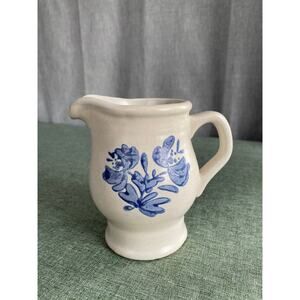 Vintage Pfaltzgraff Yorktowne Stoneware Creamer Pitcher | Blue Floral | 4" Tall
